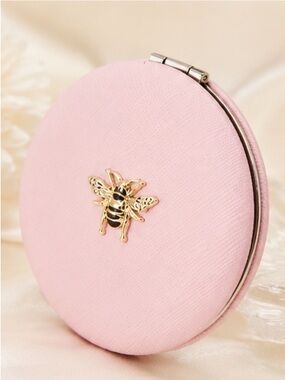 Pink Bee Compact Mirror Double-Sided Travel Vanity Mirror